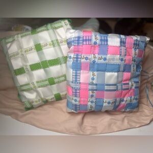 Ribbon Pillows By Marsha Lot;2 Small Fairy/Cottage Core Green & Pink Pillows NWT